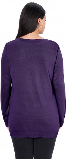 Ulla Popken Soft Fine Knit Pullover V-Neck Sweatshirt Deep Violet - Felpe & felpe con cappuccio - Felpe, Hoodie e Maglieria Calda