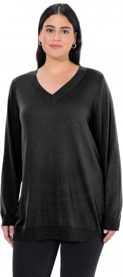 Ulla Popken Casual V-Neck Long Sleeve Sweater Black - Felpe & felpe con cappuccio - Felpe, Hoodie e Maglieria Calda