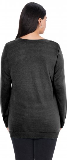 Ulla Popken Casual V-Neck Long Sleeve Sweater Black - Felpe & felpe con cappuccio - Felpe, Hoodie e Maglieria Calda