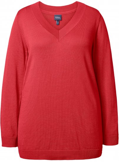 Ulla Popken Casual V-Neck Long Sleeve Sweater Salsa - Felpe & felpe con cappuccio - Felpe, Hoodie e Maglieria Calda