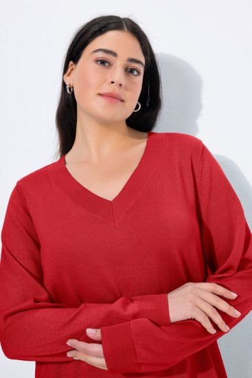 Ulla Popken Casual V-Neck Long Sleeve Sweater Salsa - Felpe & felpe con cappuccio - Felpe, Hoodie e Maglieria Calda