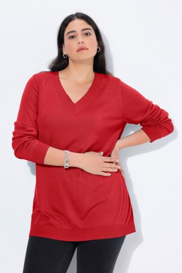 Ulla Popken Casual V-Neck Long Sleeve Sweater Salsa - Felpe & felpe con cappuccio - Felpe, Hoodie e Maglieria Calda