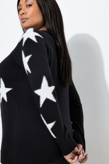 Ulla Popken Glitter Stars Soft Knit Sweater Black - Felpe & felpe con cappuccio - Felpe, Hoodie e Maglieria Calda