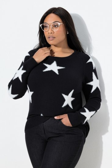 Ulla Popken Glitter Stars Soft Knit Sweater Black - Felpe & felpe con cappuccio - Felpe, Hoodie e Maglieria Calda