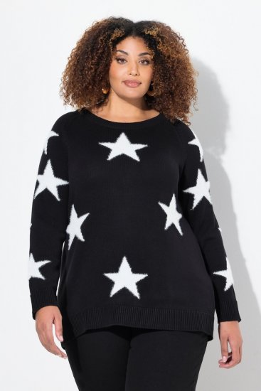 Ulla Popken Glitter Stars Soft Knit Sweater Black - Felpe & felpe con cappuccio - Felpe, Hoodie e Maglieria Calda