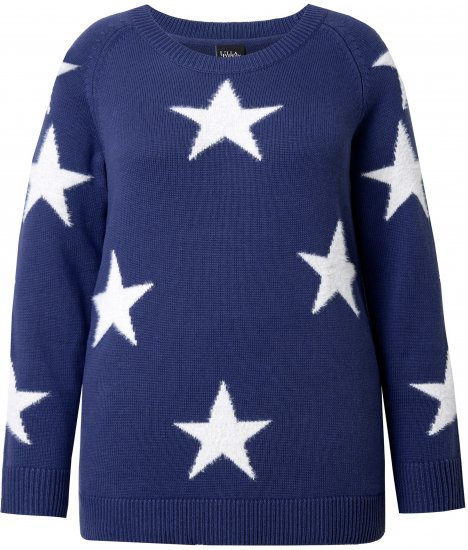 Ulla Popken Glitter Stars Soft Knit Sweater Blue - Felpe & felpe con cappuccio - 