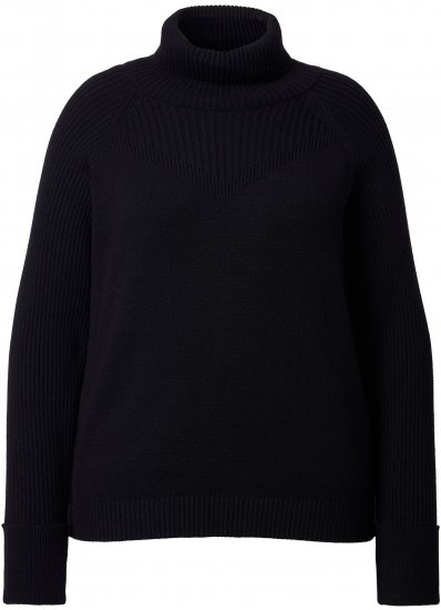 Ulla Popken Turtleneck Sweater with Ribbed Inserts Black - Felpe & felpe con cappuccio - 