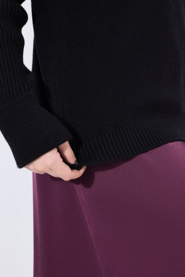 Ulla Popken Turtleneck Sweater with Ribbed Inserts Black - Felpe & felpe con cappuccio - Felpe, Hoodie e Maglieria Calda