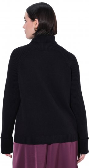 Ulla Popken Turtleneck Sweater with Ribbed Inserts Black - Felpe & felpe con cappuccio - 