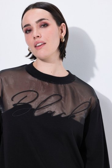Ulla Popken Tulle Panel Sweatshirt Black - Felpe & felpe con cappuccio - Felpe, Hoodie e Maglieria Calda