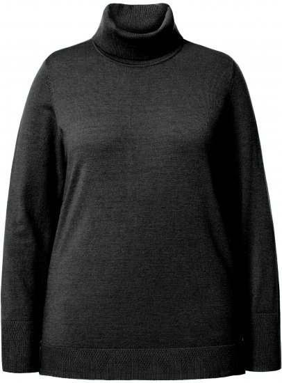 Ulla Popken Turtleneck Ribbed Trim Long Sleeve Sweater Black - Felpe & felpe con cappuccio - 