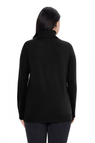 Ulla Popken Turtleneck Ribbed Trim Long Sleeve Sweater Black - Felpe & felpe con cappuccio - Felpe, Hoodie e Maglieria Calda