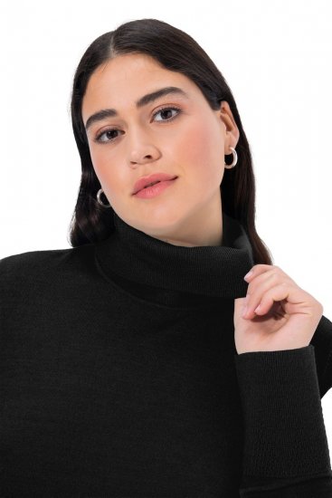 Ulla Popken Turtleneck Ribbed Trim Long Sleeve Sweater Black - Felpe & felpe con cappuccio - Felpe, Hoodie e Maglieria Calda