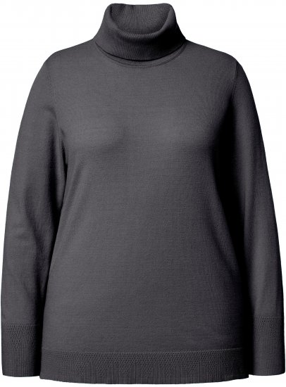 Ulla Popken Turtleneck Ribbed Trim Long Sleeve Sweater Charcoal Grey Melange - Felpe & felpe con cappuccio - 