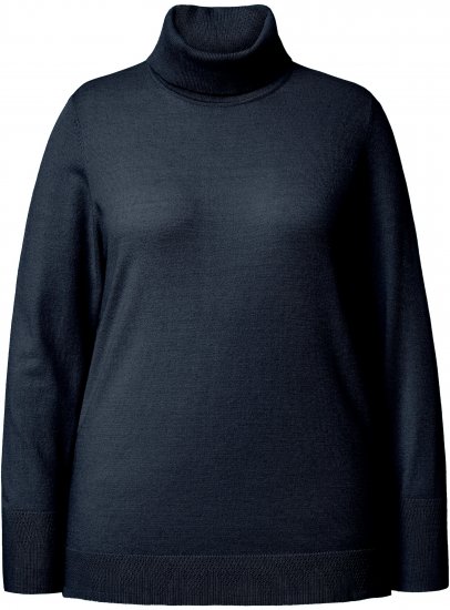 Ulla Popken Turtleneck Ribbed Trim Long Sleeve Sweater Navy - Felpe & felpe con cappuccio - 