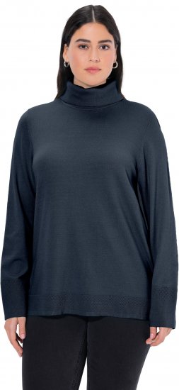 Ulla Popken Turtleneck Ribbed Trim Long Sleeve Sweater Navy - Felpe & felpe con cappuccio - 