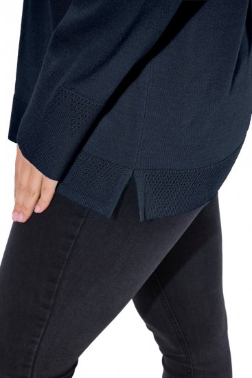 Ulla Popken Turtleneck Ribbed Trim Long Sleeve Sweater Navy - Felpe & felpe con cappuccio - Felpe, Hoodie e Maglieria Calda