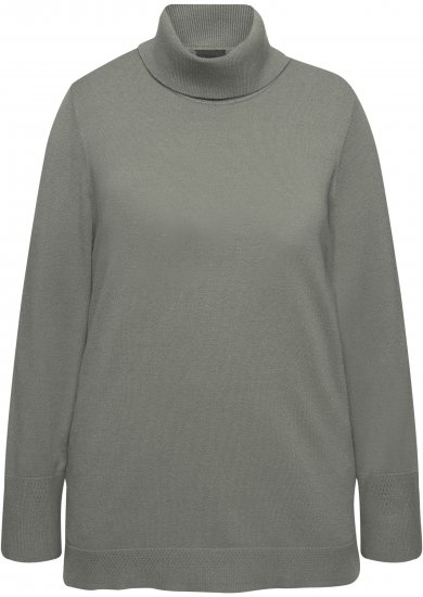 Ulla Popken Turtleneck Ribbed Trim Long Sleeve Sweater Grey - Felpe & felpe con cappuccio - Felpe, Hoodie e Maglieria Calda