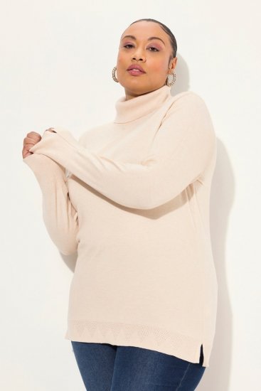 Ulla Popken Turtleneck Ribbed Trim Long Sleeve Sweater Nature Melange - Felpe & felpe con cappuccio - Felpe, Hoodie e Maglieria Calda
