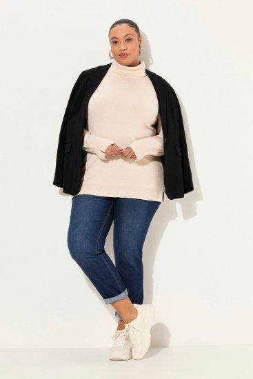 Ulla Popken Turtleneck Ribbed Trim Long Sleeve Sweater Nature Melange - Felpe & felpe con cappuccio - Felpe, Hoodie e Maglieria Calda