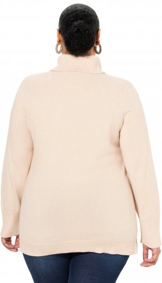 Ulla Popken Turtleneck Ribbed Trim Long Sleeve Sweater Nature Melange - Felpe & felpe con cappuccio - Felpe, Hoodie e Maglieria Calda