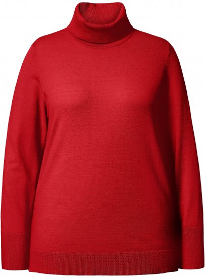 Ulla Popken Turtleneck Ribbed Trim Long Sleeve Sweater Salsa Red - Felpe & felpe con cappuccio - 