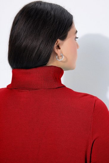 Ulla Popken Turtleneck Ribbed Trim Long Sleeve Sweater Salsa Red - Felpe & felpe con cappuccio - Felpe, Hoodie e Maglieria Calda