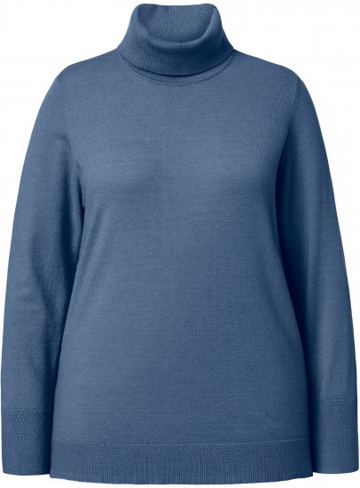Ulla Popken Turtleneck Ribbed Trim Long Sleeve Sweater Atlantic Blue - Felpe & felpe con cappuccio - Felpe, Hoodie e Maglieria Calda