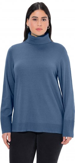 Ulla Popken Turtleneck Ribbed Trim Long Sleeve Sweater Atlantic Blue - Felpe & felpe con cappuccio - Felpe, Hoodie e Maglieria Calda