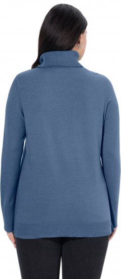 Ulla Popken Turtleneck Ribbed Trim Long Sleeve Sweater Atlantic Blue - Felpe & felpe con cappuccio - Felpe, Hoodie e Maglieria Calda