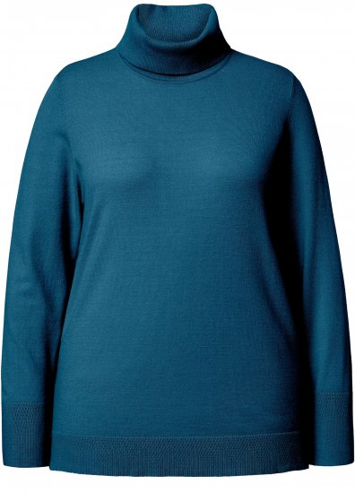 Ulla Popken Turtleneck Ribbed Trim Long Sleeve Sweater Cerulean - Felpe & felpe con cappuccio - Felpe, Hoodie e Maglieria Calda
