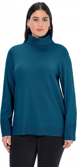 Ulla Popken Turtleneck Ribbed Trim Long Sleeve Sweater Cerulean - Felpe & felpe con cappuccio - Felpe, Hoodie e Maglieria Calda