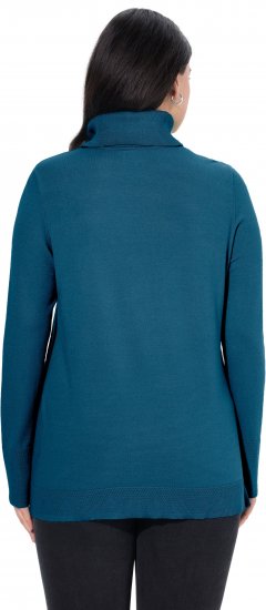 Ulla Popken Turtleneck Ribbed Trim Long Sleeve Sweater Cerulean - Felpe & felpe con cappuccio - Felpe, Hoodie e Maglieria Calda