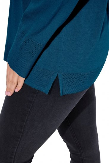 Ulla Popken Turtleneck Ribbed Trim Long Sleeve Sweater Cerulean - Felpe & felpe con cappuccio - Felpe, Hoodie e Maglieria Calda