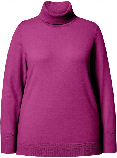 Ulla Popken Turtleneck Ribbed Trim Long Sleeve Sweater Berry - Felpe & felpe con cappuccio - 