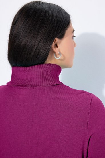 Ulla Popken Turtleneck Ribbed Trim Long Sleeve Sweater Berry - Felpe & felpe con cappuccio - Felpe, Hoodie e Maglieria Calda