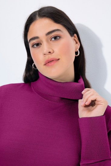 Ulla Popken Turtleneck Ribbed Trim Long Sleeve Sweater Berry - Felpe & felpe con cappuccio - Felpe, Hoodie e Maglieria Calda