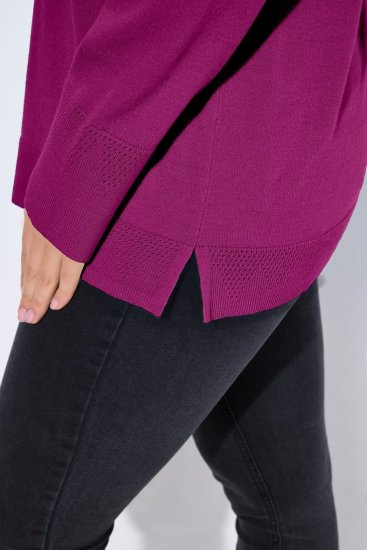 Ulla Popken Turtleneck Ribbed Trim Long Sleeve Sweater Berry - Felpe & felpe con cappuccio - Felpe, Hoodie e Maglieria Calda