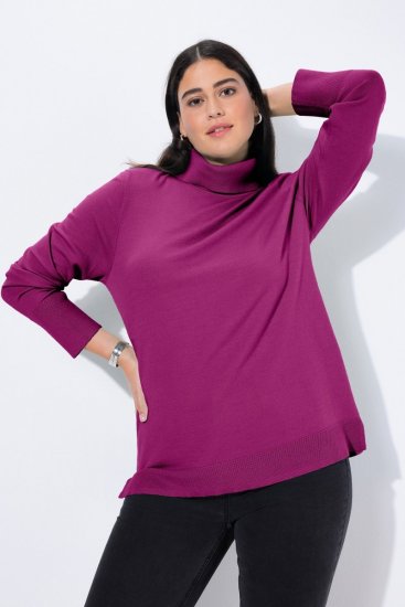 Ulla Popken Turtleneck Ribbed Trim Long Sleeve Sweater Berry - Felpe & felpe con cappuccio - Felpe, Hoodie e Maglieria Calda