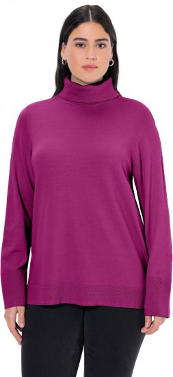 Ulla Popken Turtleneck Ribbed Trim Long Sleeve Sweater Berry - Felpe & felpe con cappuccio - 