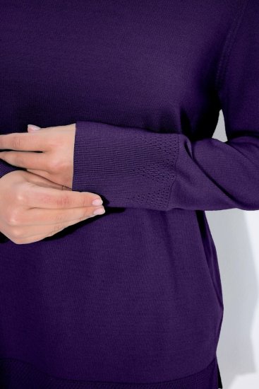 Ulla Popken Turtleneck Ribbed Trim Long Sleeve Sweater Deep Violet - Felpe & felpe con cappuccio - Felpe, Hoodie e Maglieria Calda