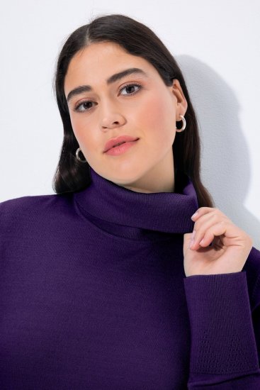 Ulla Popken Turtleneck Ribbed Trim Long Sleeve Sweater Deep Violet - Felpe & felpe con cappuccio - Felpe, Hoodie e Maglieria Calda