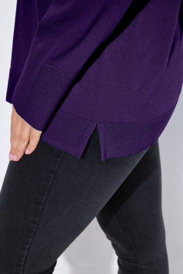 Ulla Popken Turtleneck Ribbed Trim Long Sleeve Sweater Deep Violet - Felpe & felpe con cappuccio - Felpe, Hoodie e Maglieria Calda