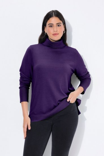 Ulla Popken Turtleneck Ribbed Trim Long Sleeve Sweater Deep Violet - Felpe & felpe con cappuccio - Felpe, Hoodie e Maglieria Calda