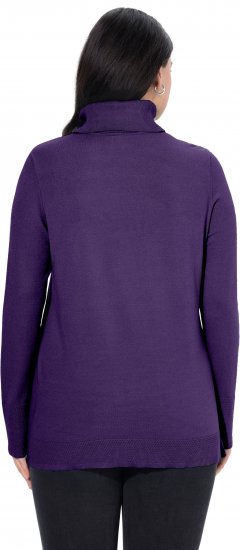 Ulla Popken Turtleneck Ribbed Trim Long Sleeve Sweater Deep Violet - Felpe & felpe con cappuccio - 