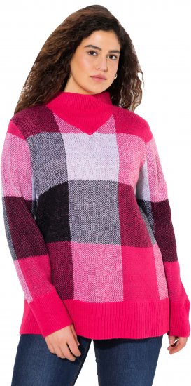 Ulla Popken Grand Check Long Sleeve Sweater Red Pink - Felpe & felpe con cappuccio - 