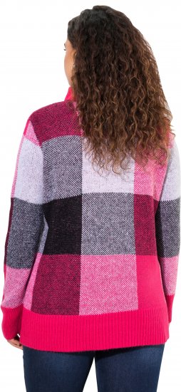 Ulla Popken Grand Check Long Sleeve Sweater Red Pink - Felpe & felpe con cappuccio - 