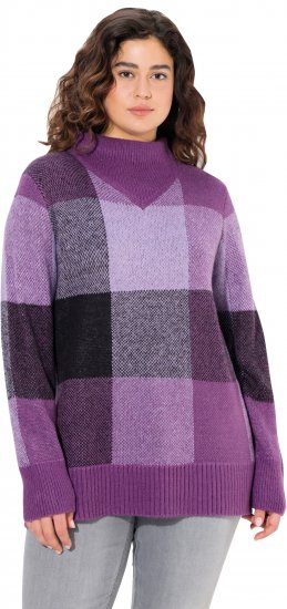Ulla Popken Grand Check Long Sleeve Sweater Violet - Felpe & felpe con cappuccio - Felpe, Hoodie e Maglieria Calda