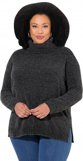 Ulla Popken Soft Textured Chenille Oversized Fit Sweater Graphite Grey - Felpe & felpe con cappuccio - Felpe, Hoodie e Maglieria Calda