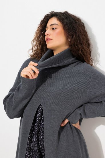 Ulla Popken Long Turtleneck Duster Sweater Graphite Grey - Felpe & felpe con cappuccio - Felpe, Hoodie e Maglieria Calda